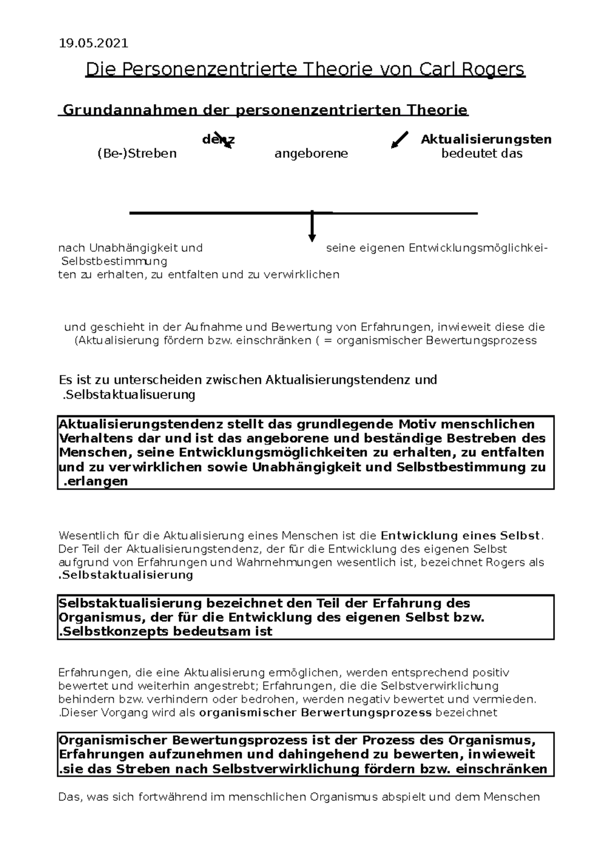 Personenzentrierte Theorie W einschränken organismischer