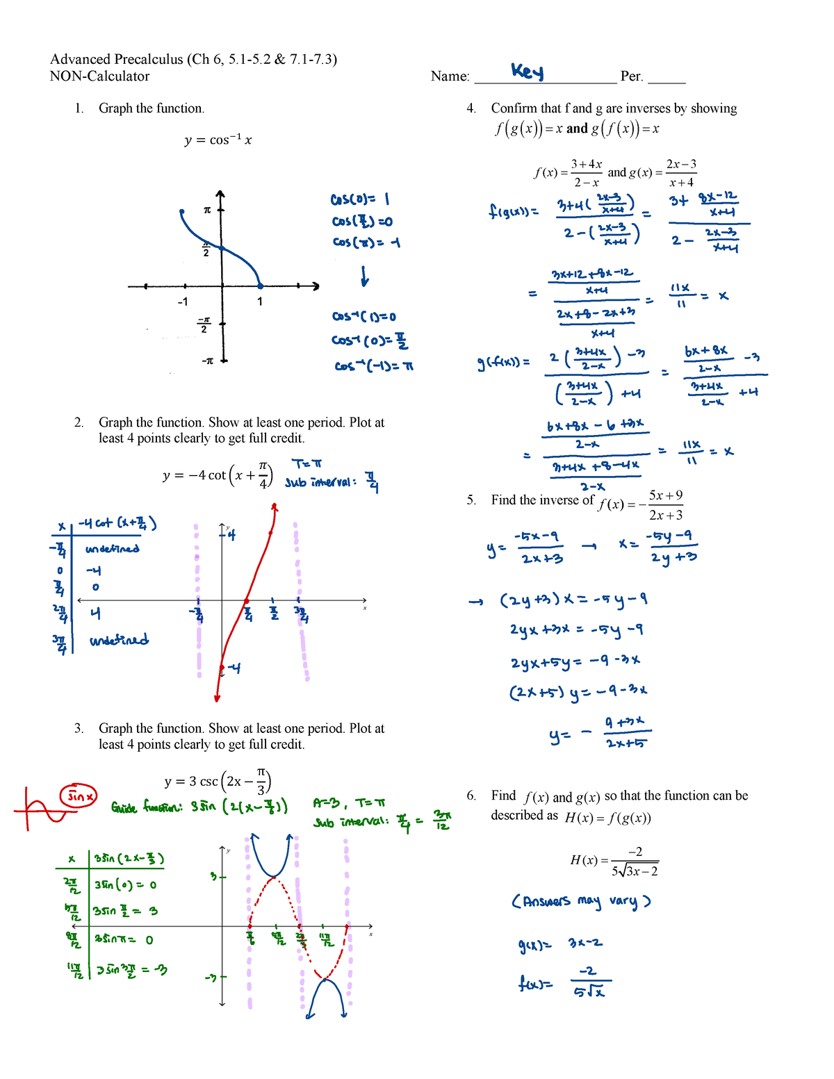 7 - this sdocumnt is a key to a assingment for precal that was finished ...