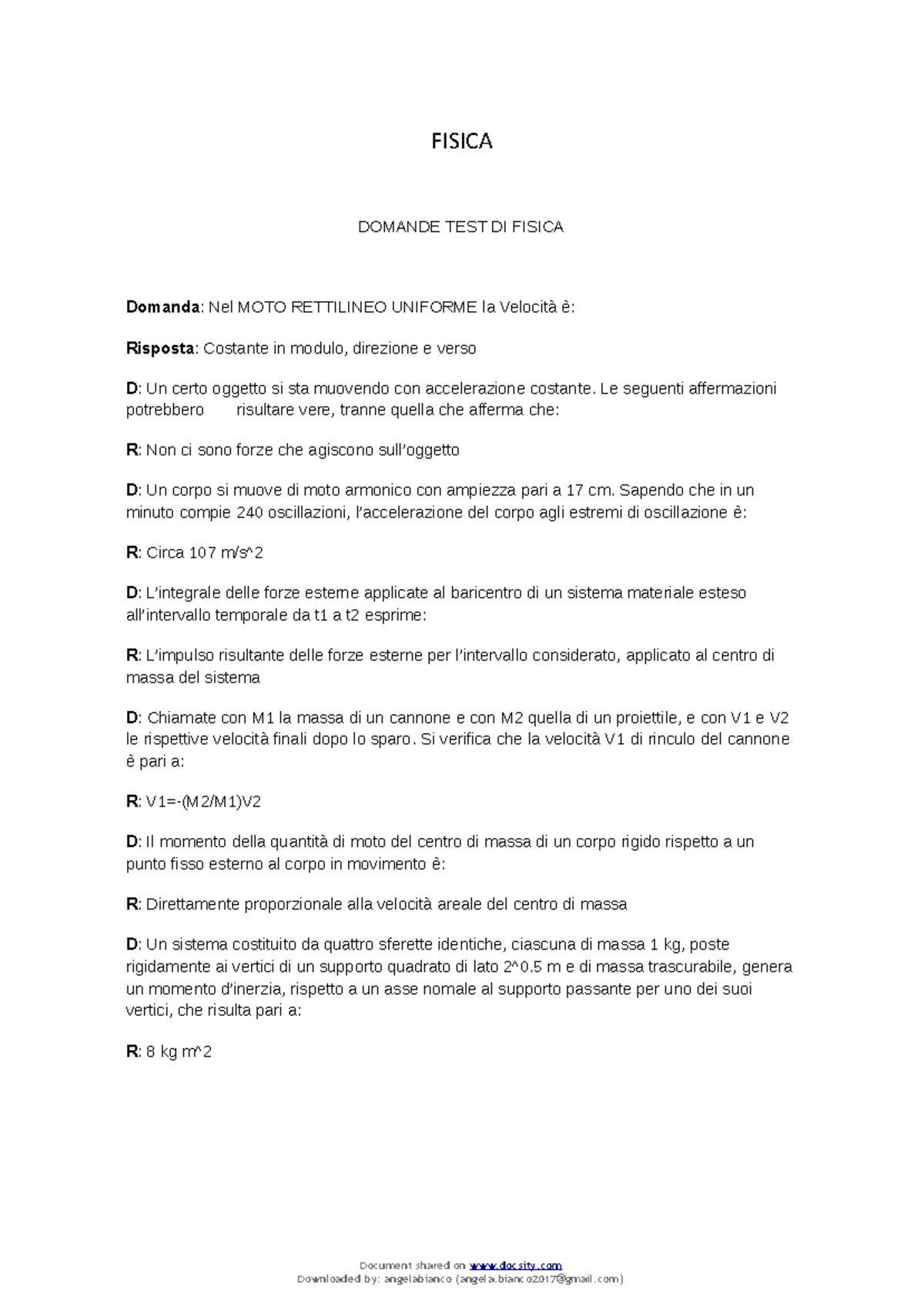 Docsity Fisica Unimercatorum Ingegneria L8 - Document Shared On Docsity ...