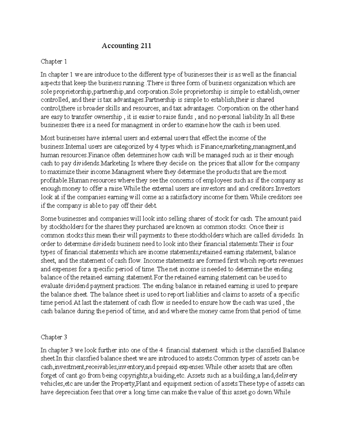 Act 211 - summaires - Accounting 211 Chapter 1 In chapter 1 we are ...