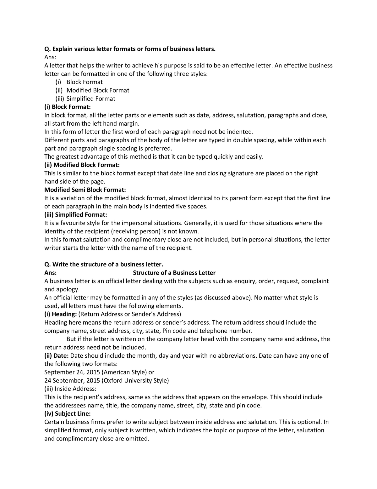 various-business-letter-formats-q-explain-various-letter-formats-or