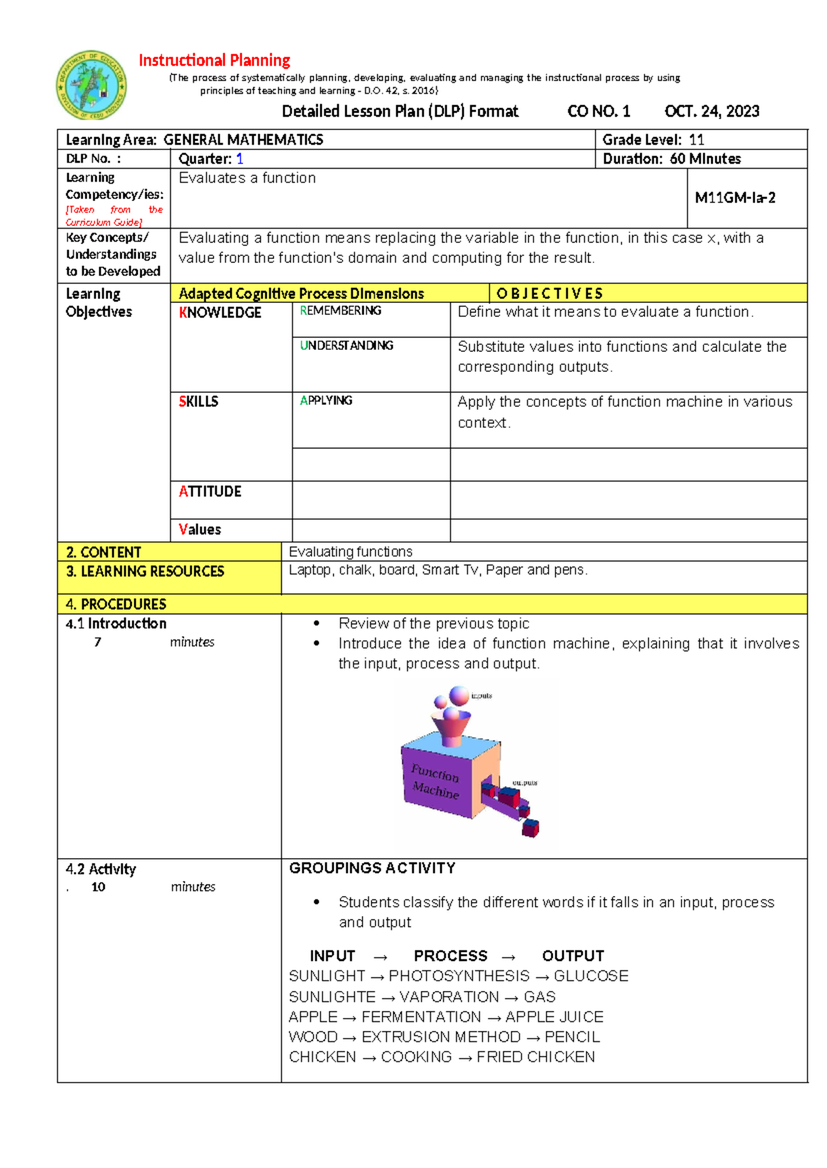 DLP - 2 - the document contain objectives and lesson proper ...