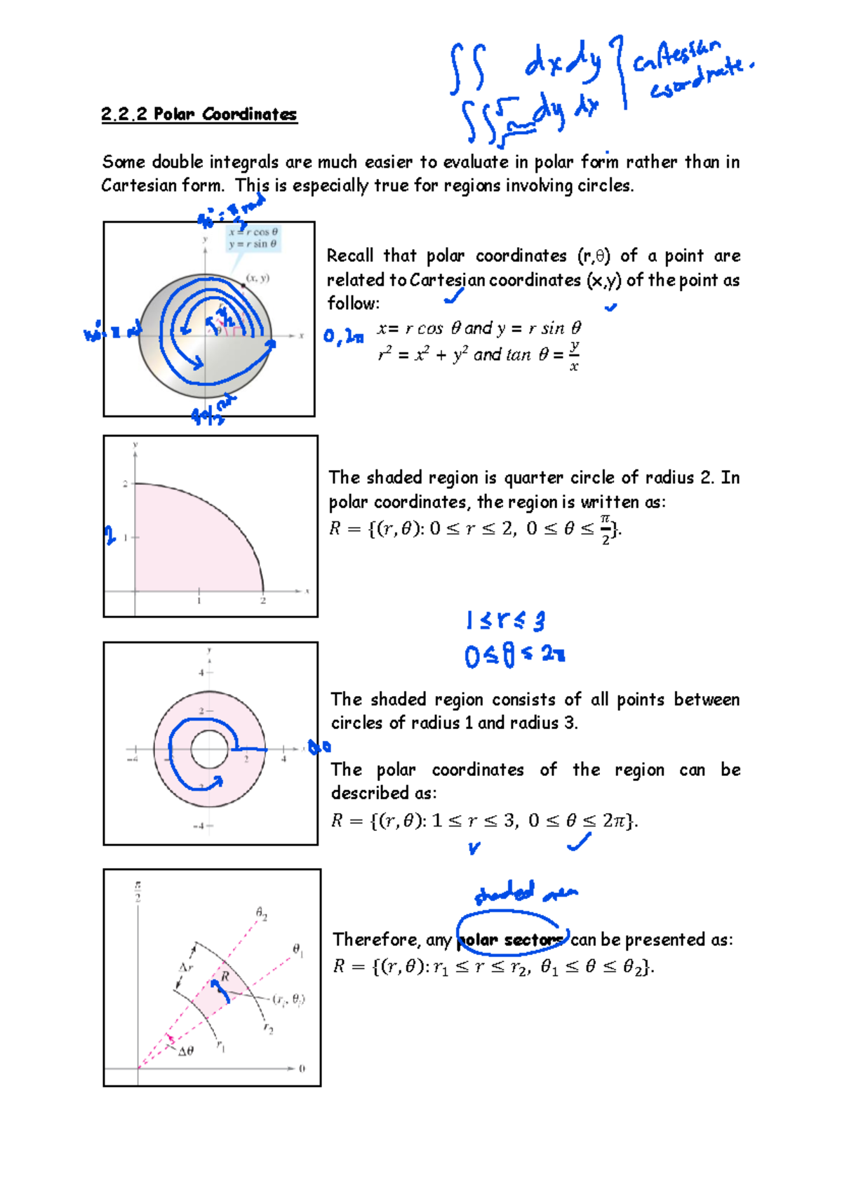 2.2.2 Polar Coordinates - 2. 2 Polar Coordinates Some double integrals ...