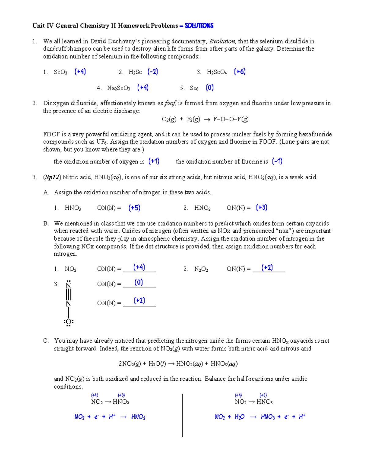 Gc2+unit+iv+hw+1-18+ Solutions,+sp2023 - (+5) (+4) (+2) (0) (+2) Unit 