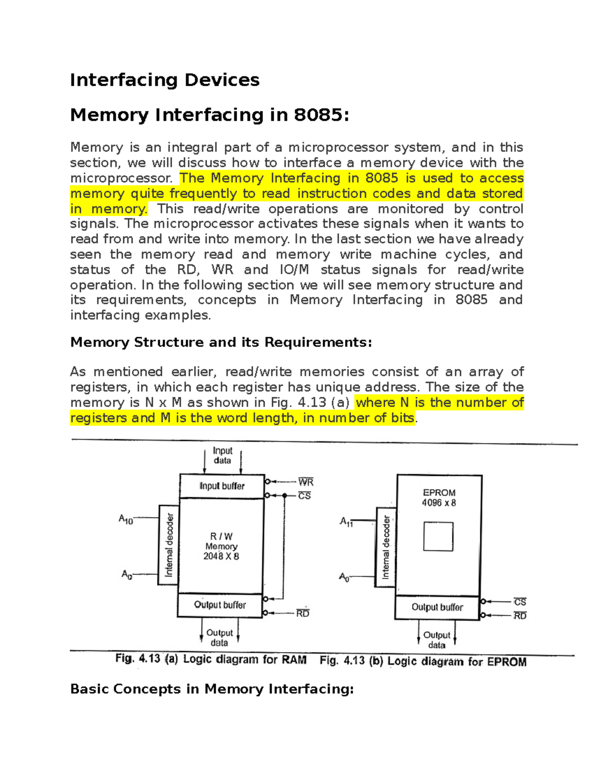 Interfacing Devices - Interfacing Devices Memory Interfacing in 8085 ...