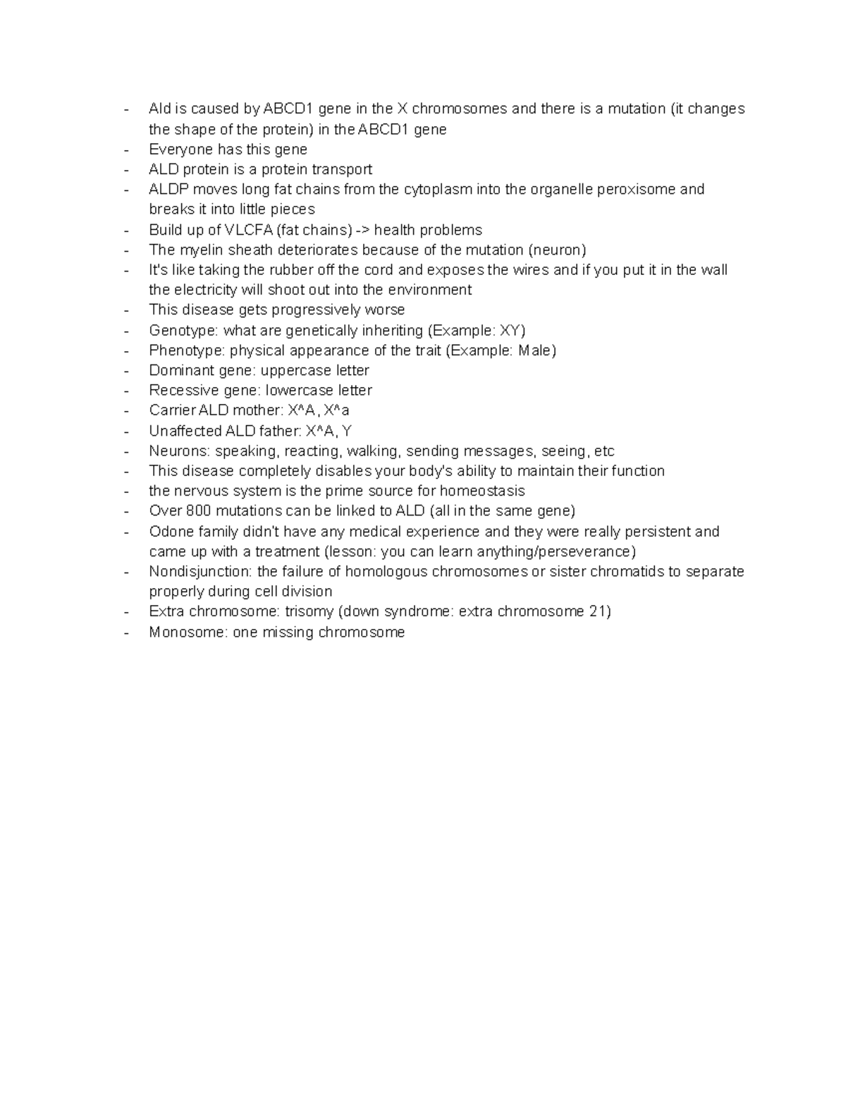 Genetics and Mutations - Ald is caused by ABCD1 gene in the X ...