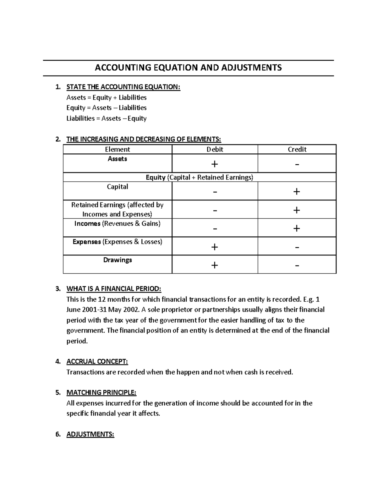 Unit 3 - Accounting Eqaution & Adjustments - ACCOUNTING EQUATION AND ...