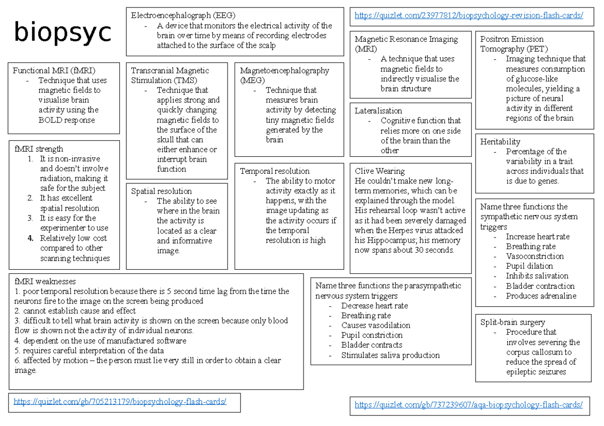 Quizlet biopsych revision 5 Temporal resolution The ability to