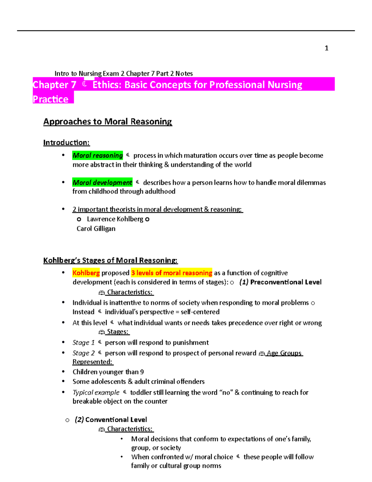 Intro To Nursing Exam 2 Chap 7 Part 2 Notes - Intro To Nursing Exam 2 ...