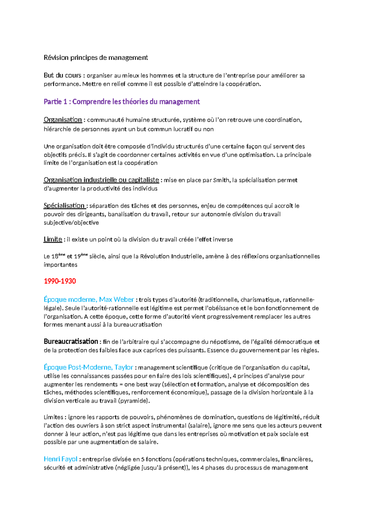 Révision principes de management - Révision principes de management But ...