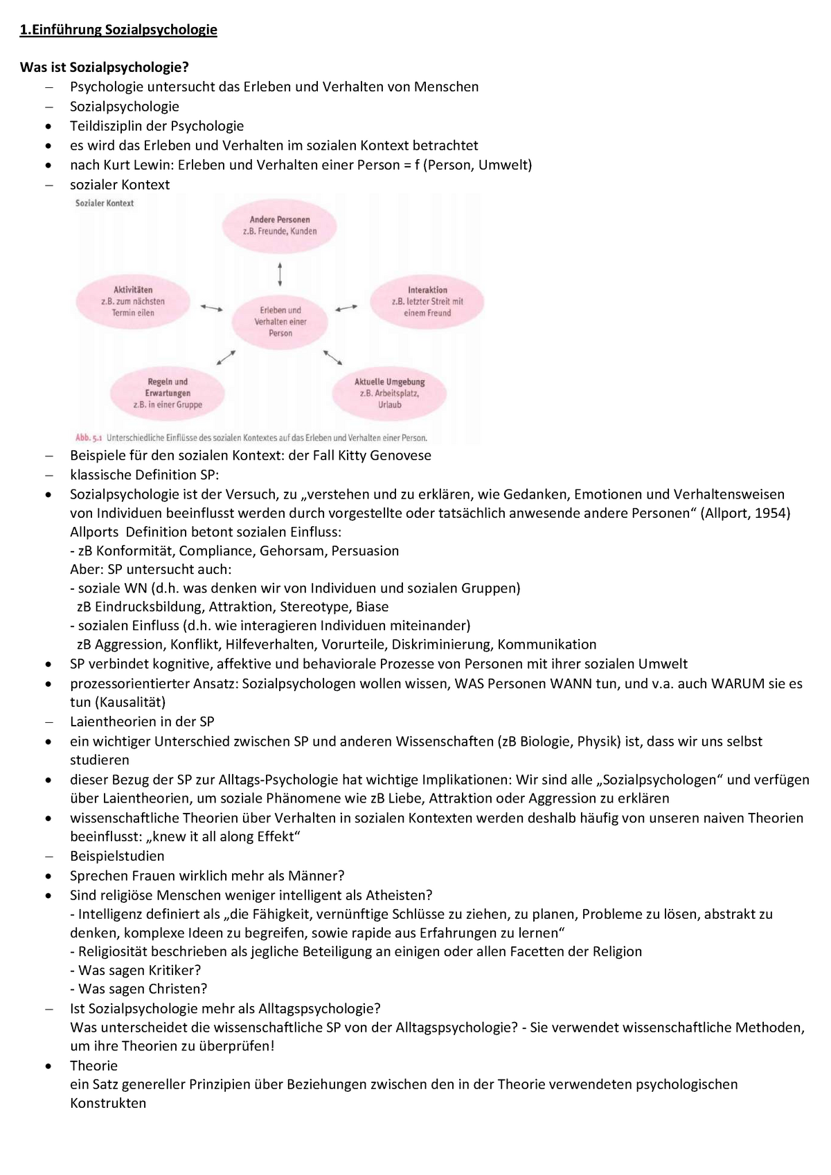 Skript - Vorlesungsnotizen Komplett - 1ührung Sozialpsychologie Was Ist ...