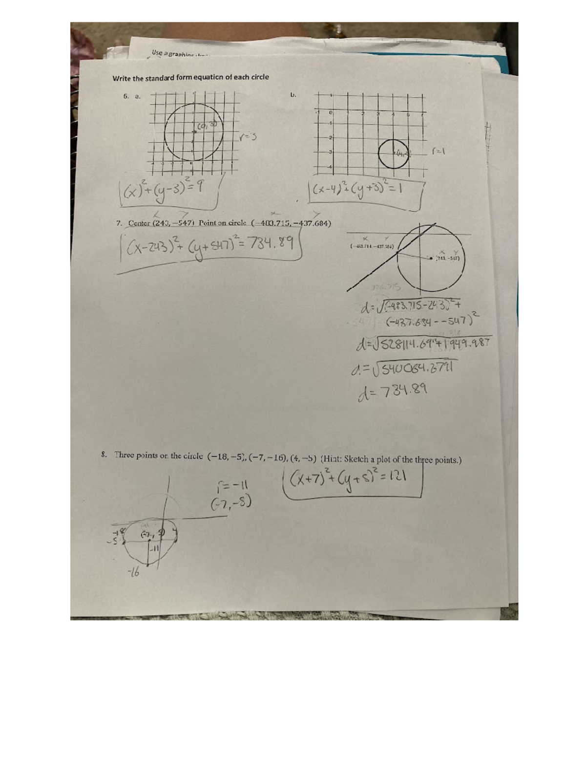 Unit 2 Algebra Review 3 - Write the standard form equation of each ...