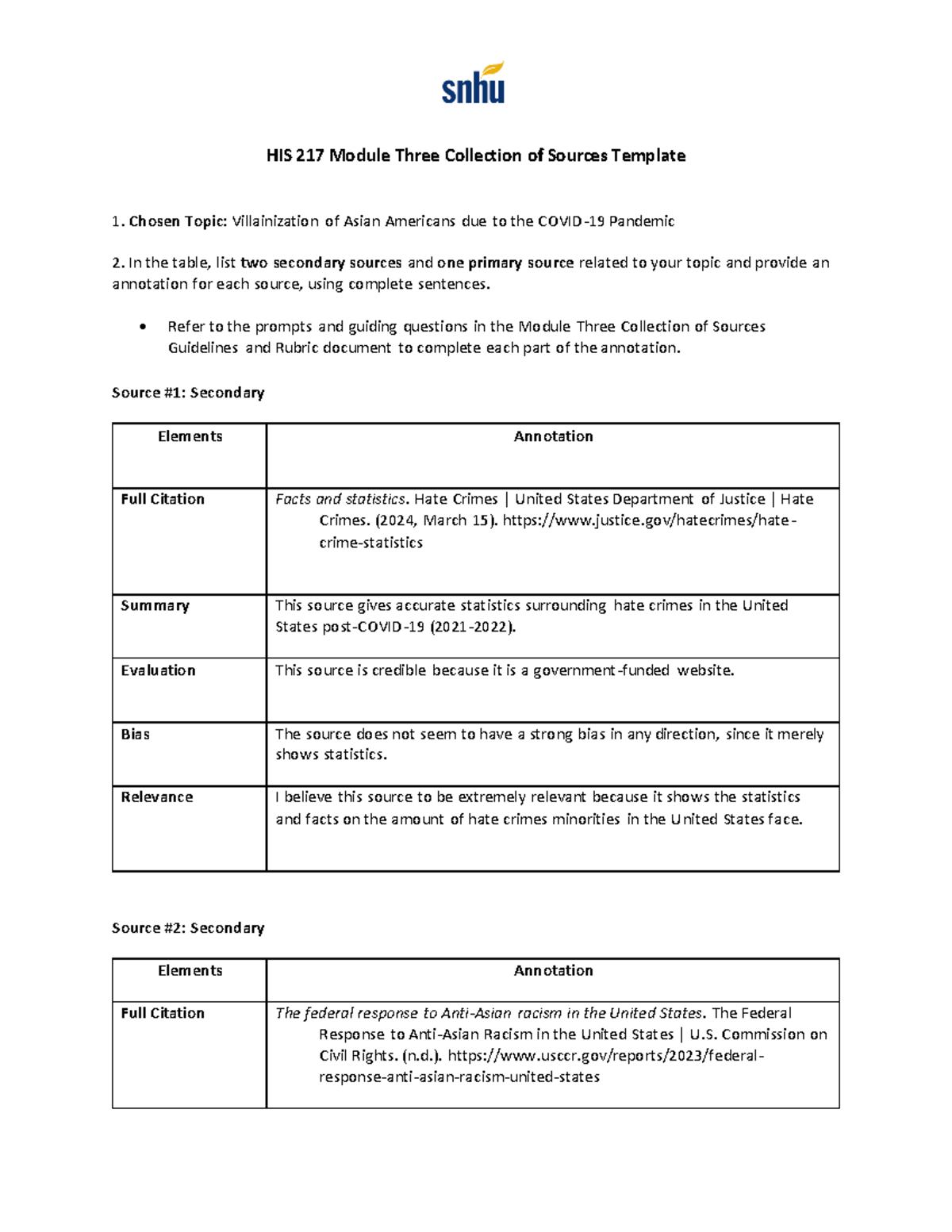 HIS 217 Module 3 Collection of Sources - HIS 217 Module Three ...