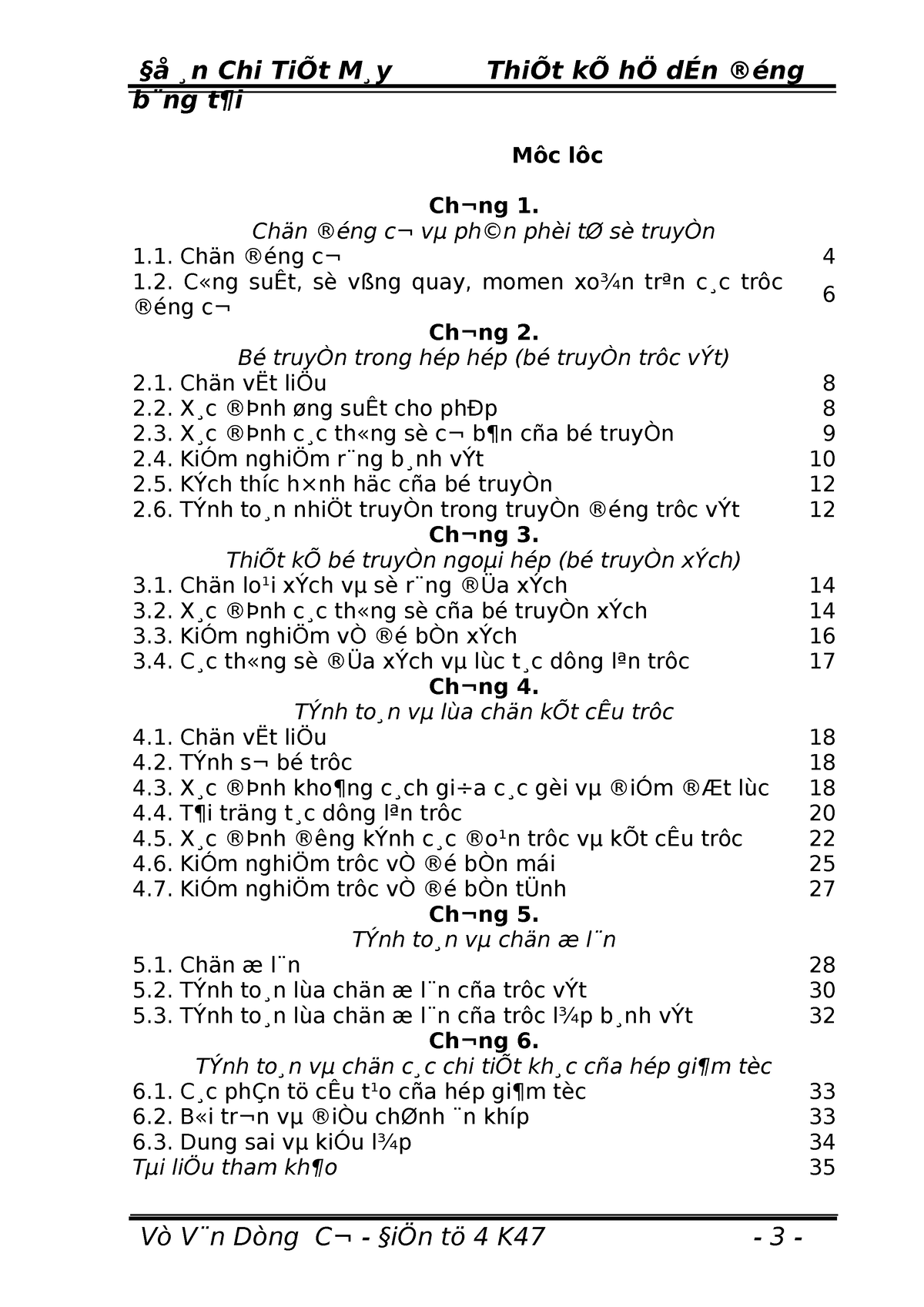 Tru Nghieng 1 Cap - Gỳty - B ̈ng T¶i Môc Lôc Ch¬ng 1. Chän ®éng C¬ Vμ ...