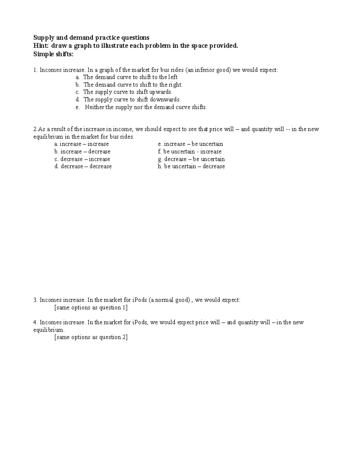 exam-questions-supply-and-demand-practice-questions-hint-draw-a-graph-to-illustrate-each