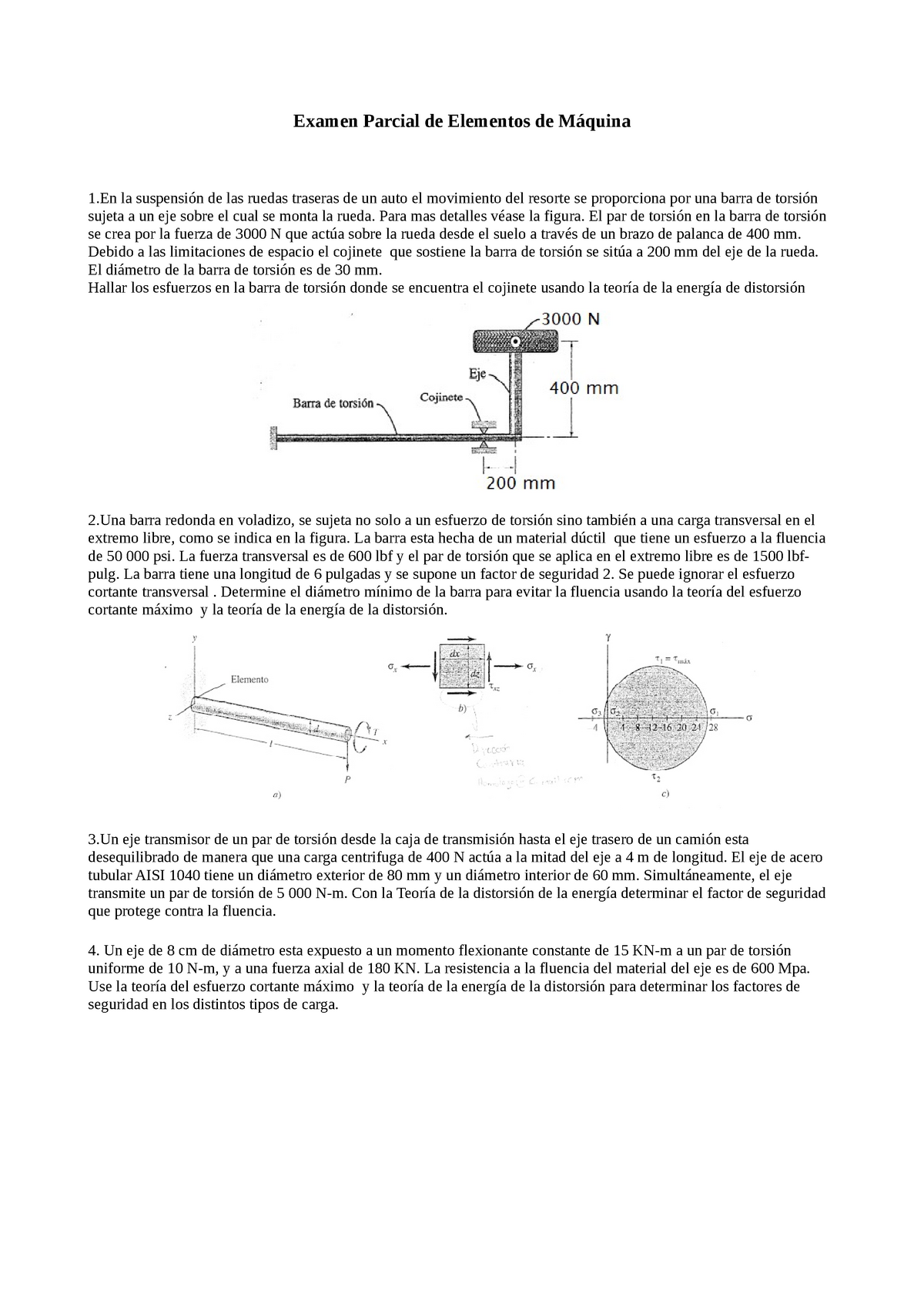 Examen Parcial Diseño De Elementos De Maquina Examen Parcial De Elementos De Máquina Bernard 7925