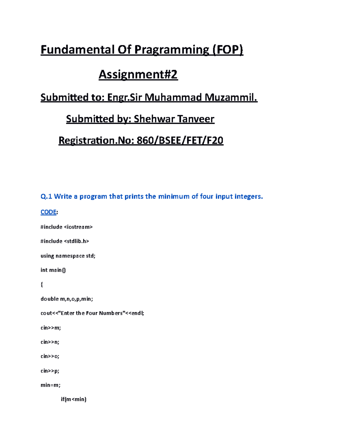 Assignment of Fundamedntal of programming - Fundamental Of Pragramming ...