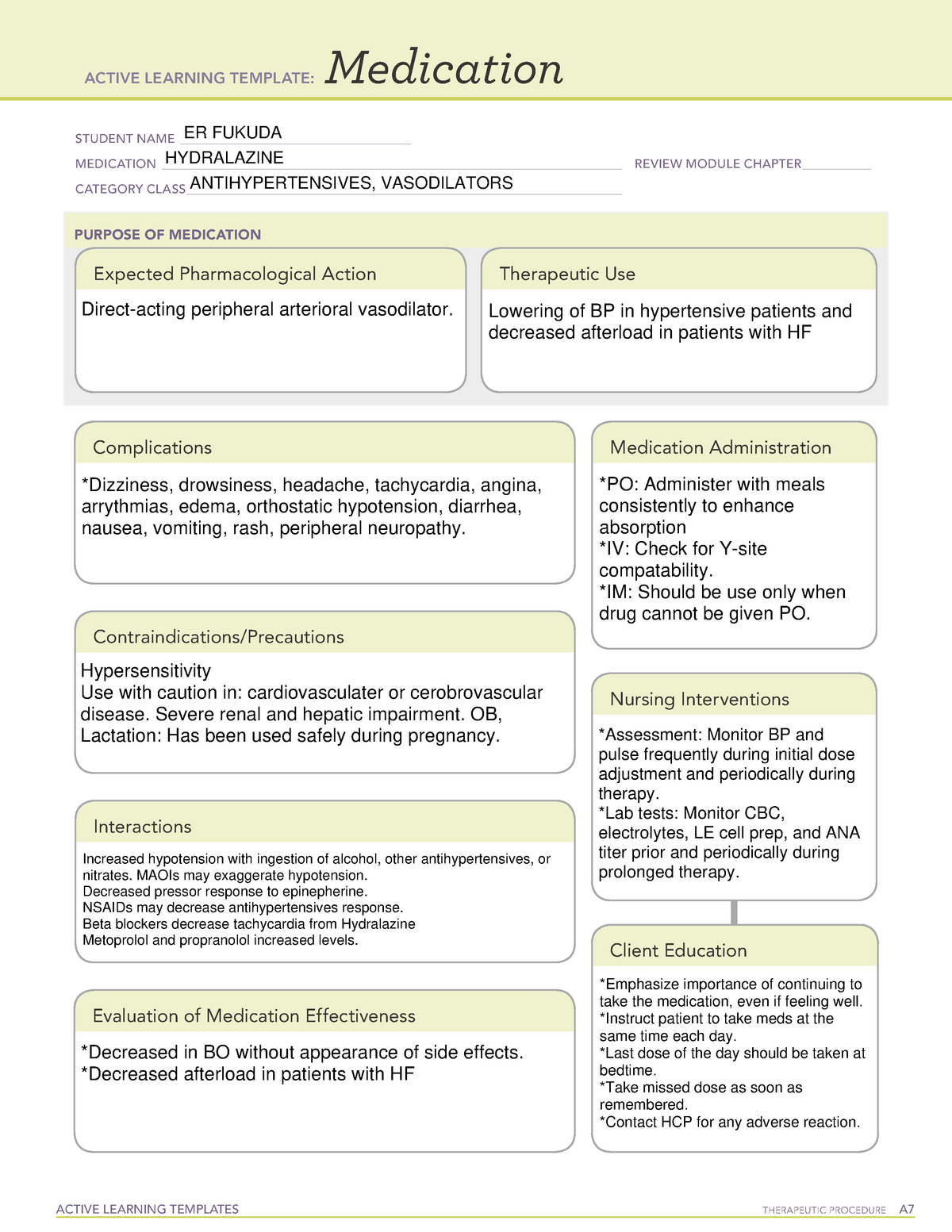 Medication Pre Eclampsia ACTIVE LEARNING TEMPLATES THERAPEUTIC