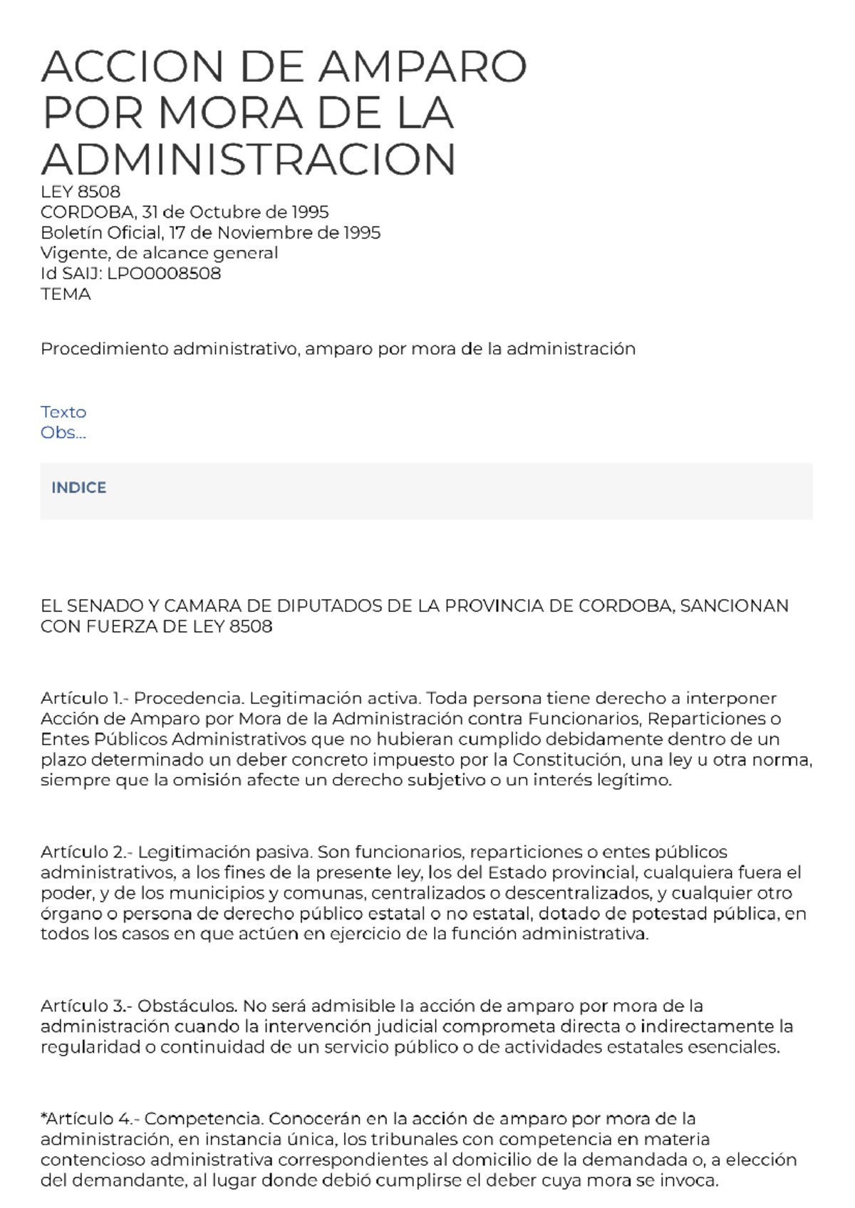 Accion DE Amparo POR MORA DE LA Administracion - ACCION DE AMPARO POR ...