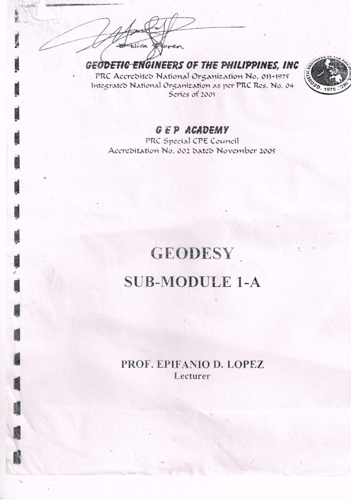 Geodesy Module - BS Geodetic Engineering - Studocu