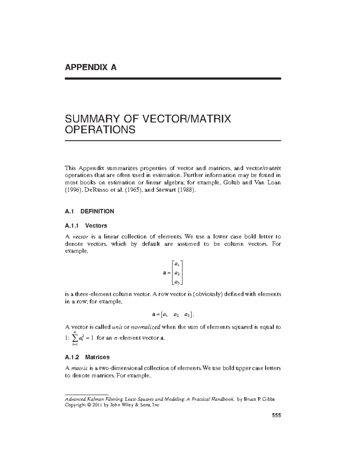 9780470890042 - Lecture notes 10 - APPENDIX A SUMMARY OF VECTOR/MATRIX ...