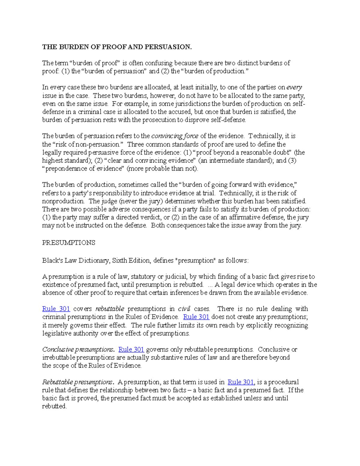 THE Burden OF Proof AND Persuasion THE BURDEN OF PROOF AND PERSUASION