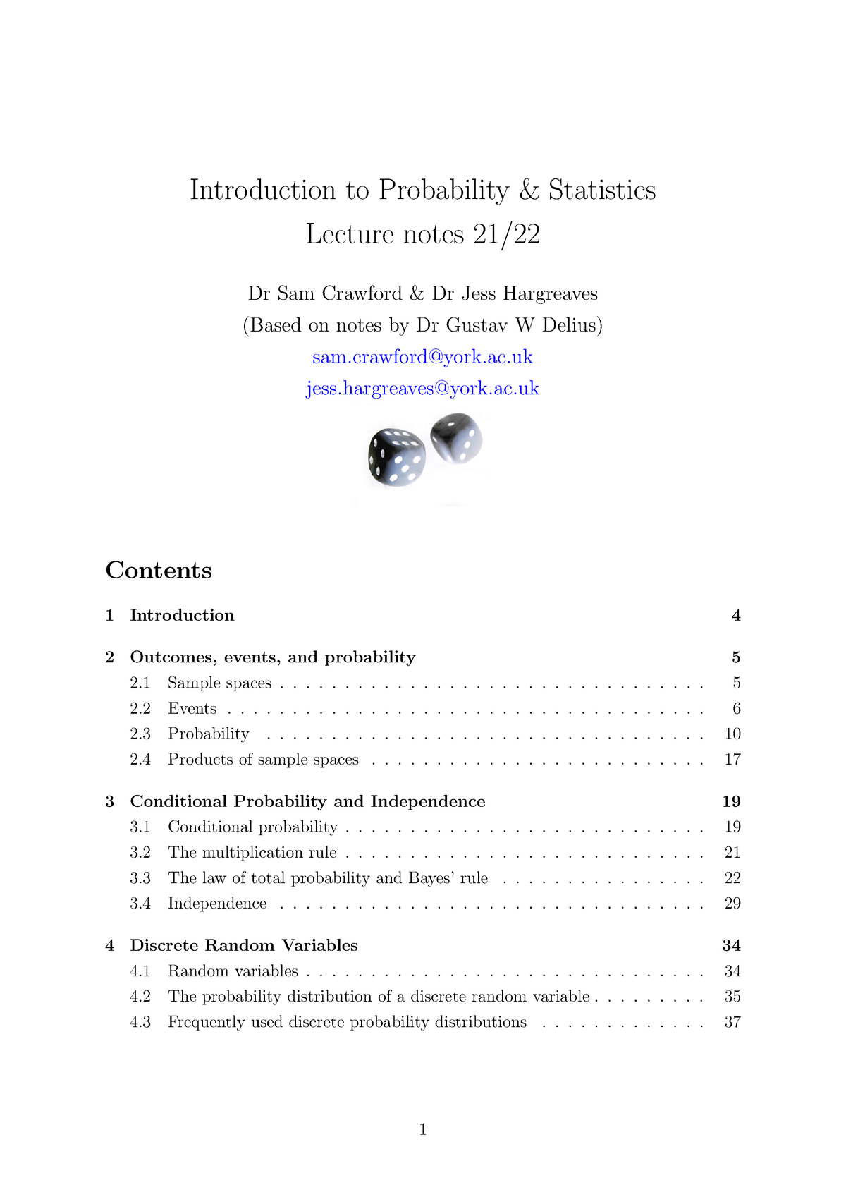 Notes - Introduction To Probability & Statistics Lecture Notes 21/ Dr ...