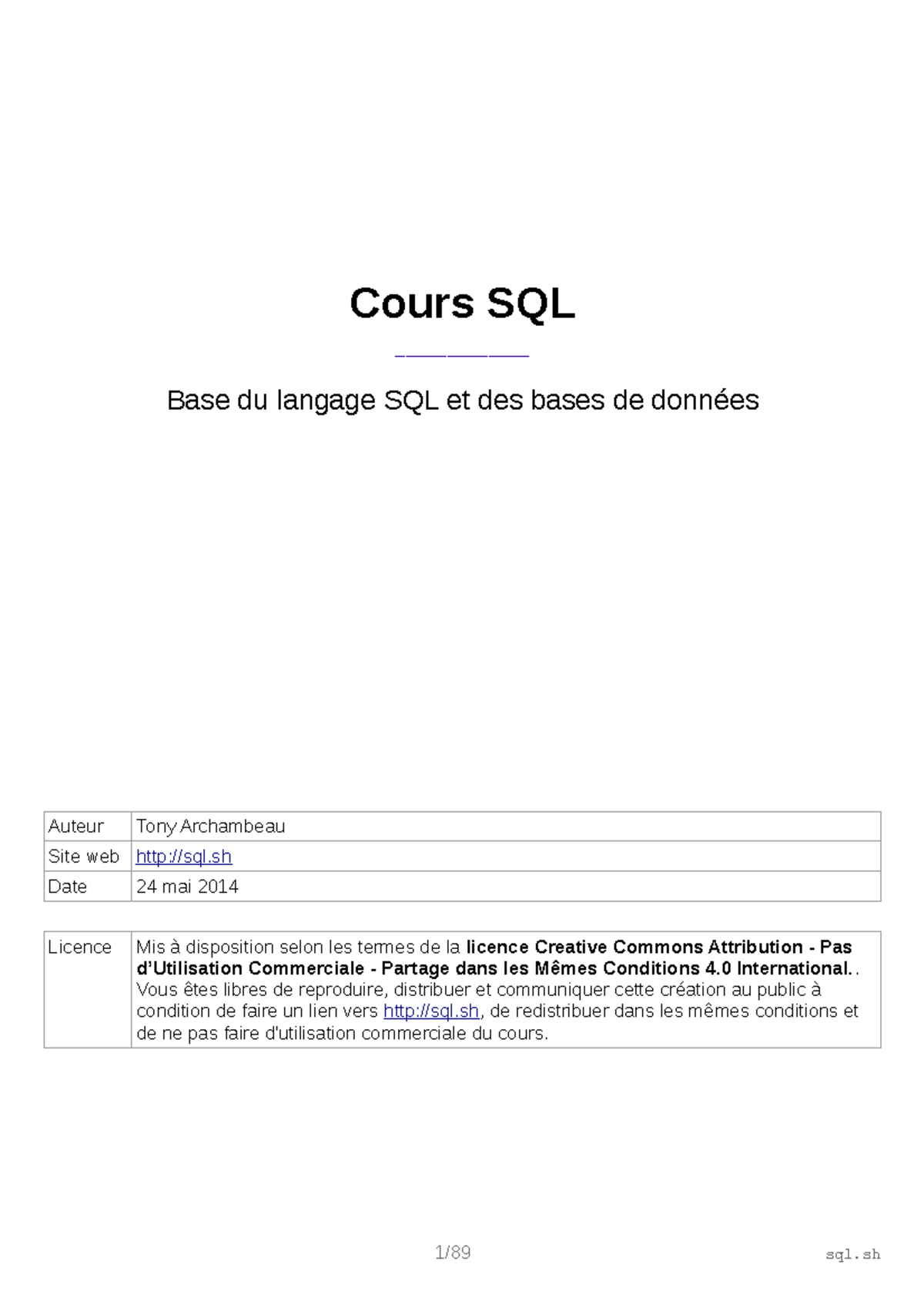 Cours Sql Sh Technologie Cours Sql Base Du Langage