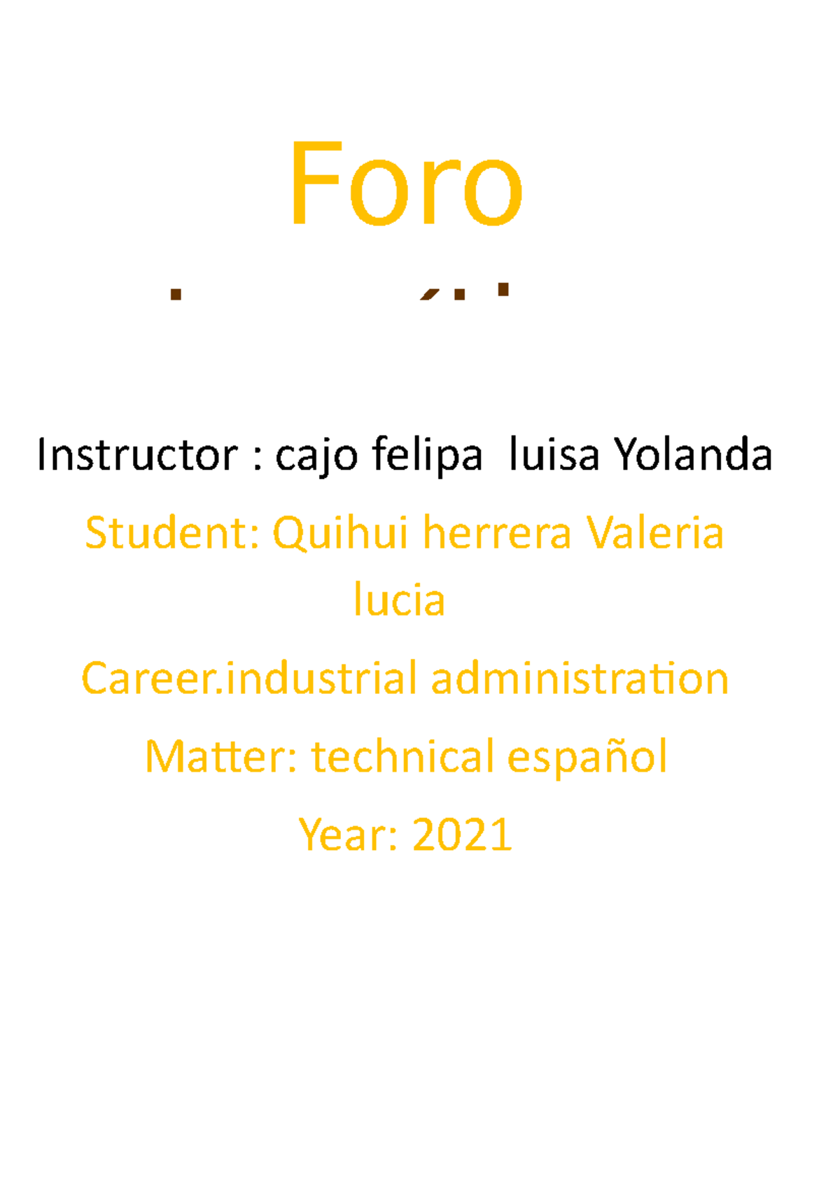 Foro Tematico Ingles Tecnico Foro Tem á Tico Instructor Cajo