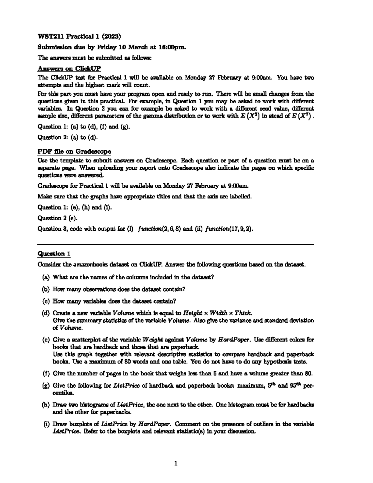Practical 1 Questions WST 211 - WST 211 - Studocu