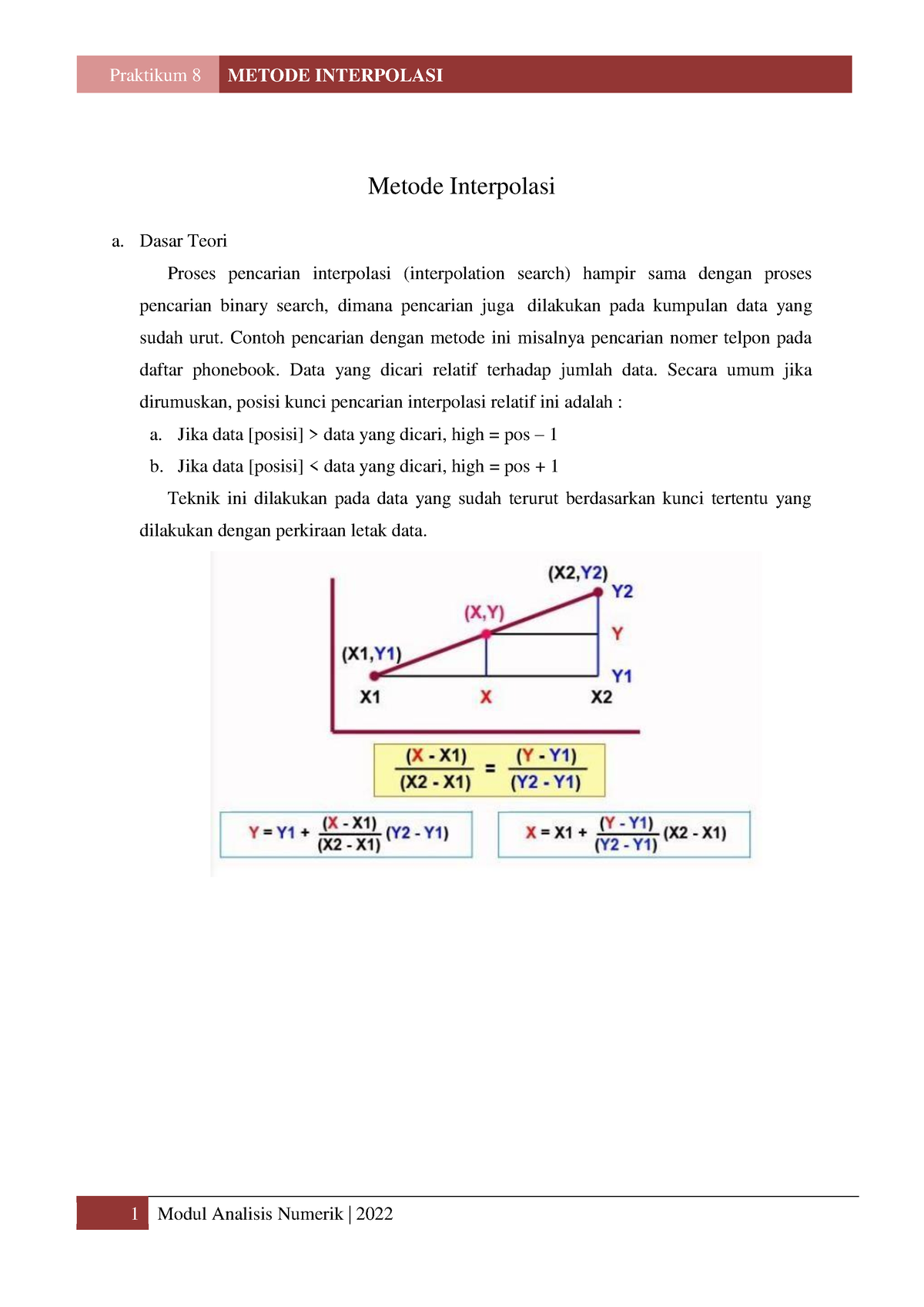 Praktikum 8 Metode Interpolasi 1 Metode Interpolasi A Dasar Teori Proses Pencarian 5298