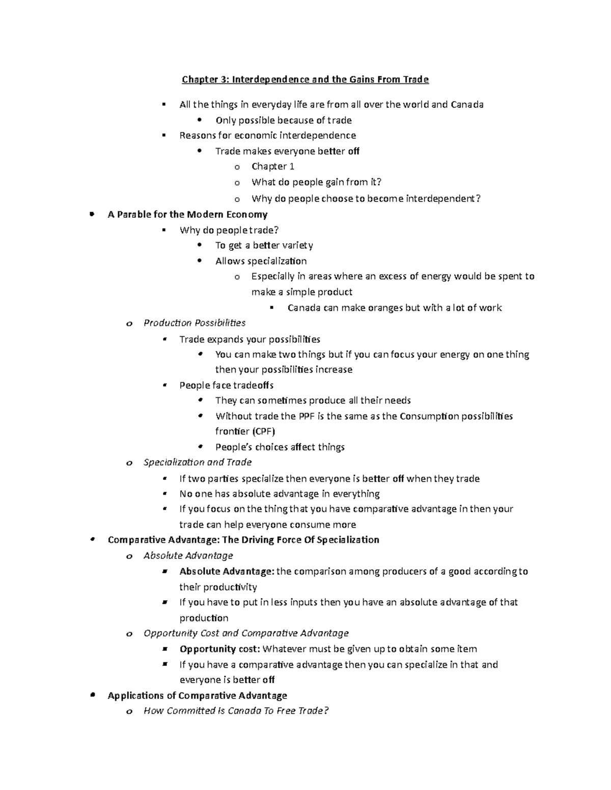 Chapter 3 Interdependence and the Gains From Trade - Studocu