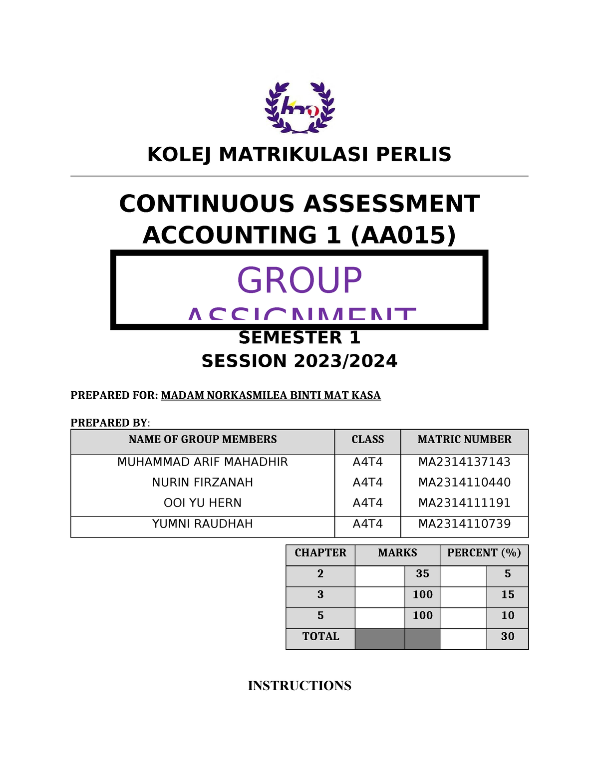 assignment account matrikulasi aa015