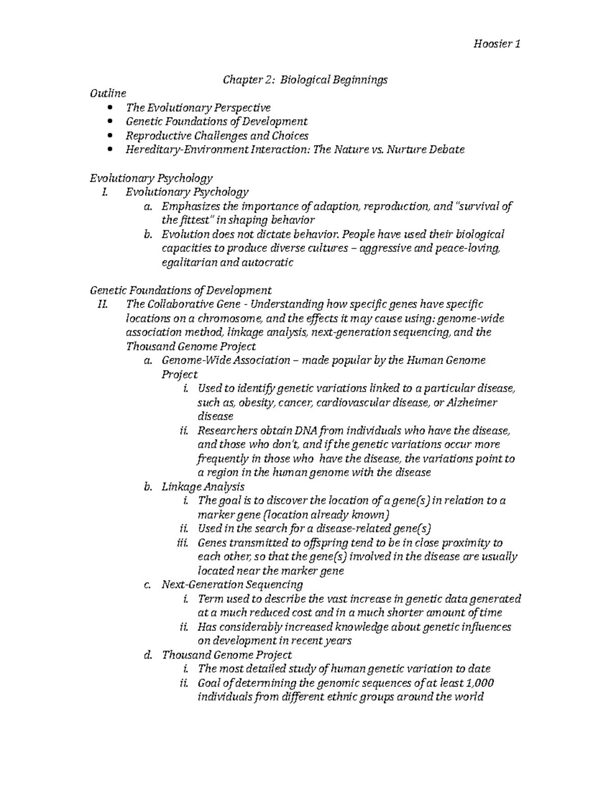 Chapter 2 Biological Beginnings - Chapter 2: Biological Beginnings ...