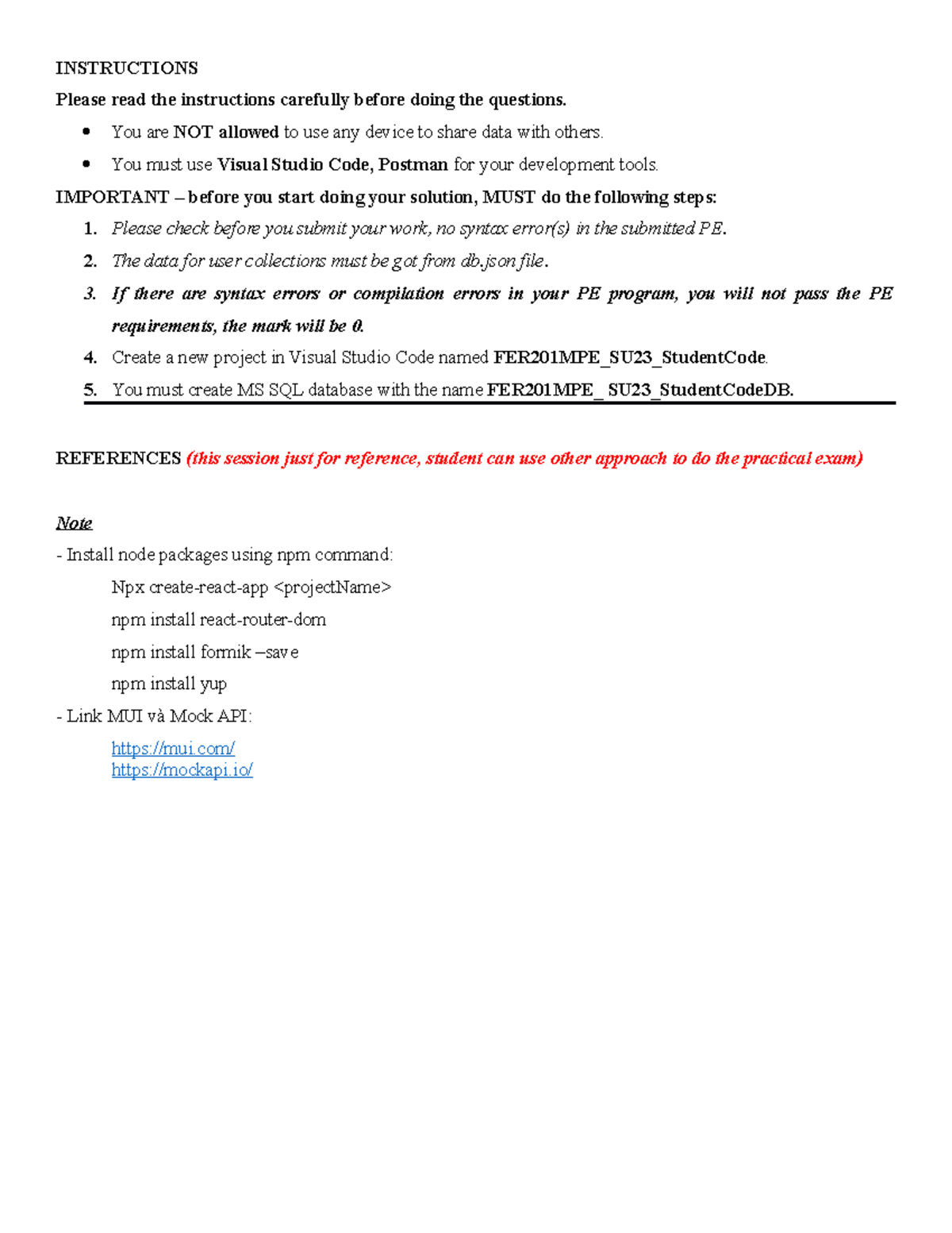 PE FER201M SU23 PETrial Test Note - INSTRUCTIONS Please Read The ...