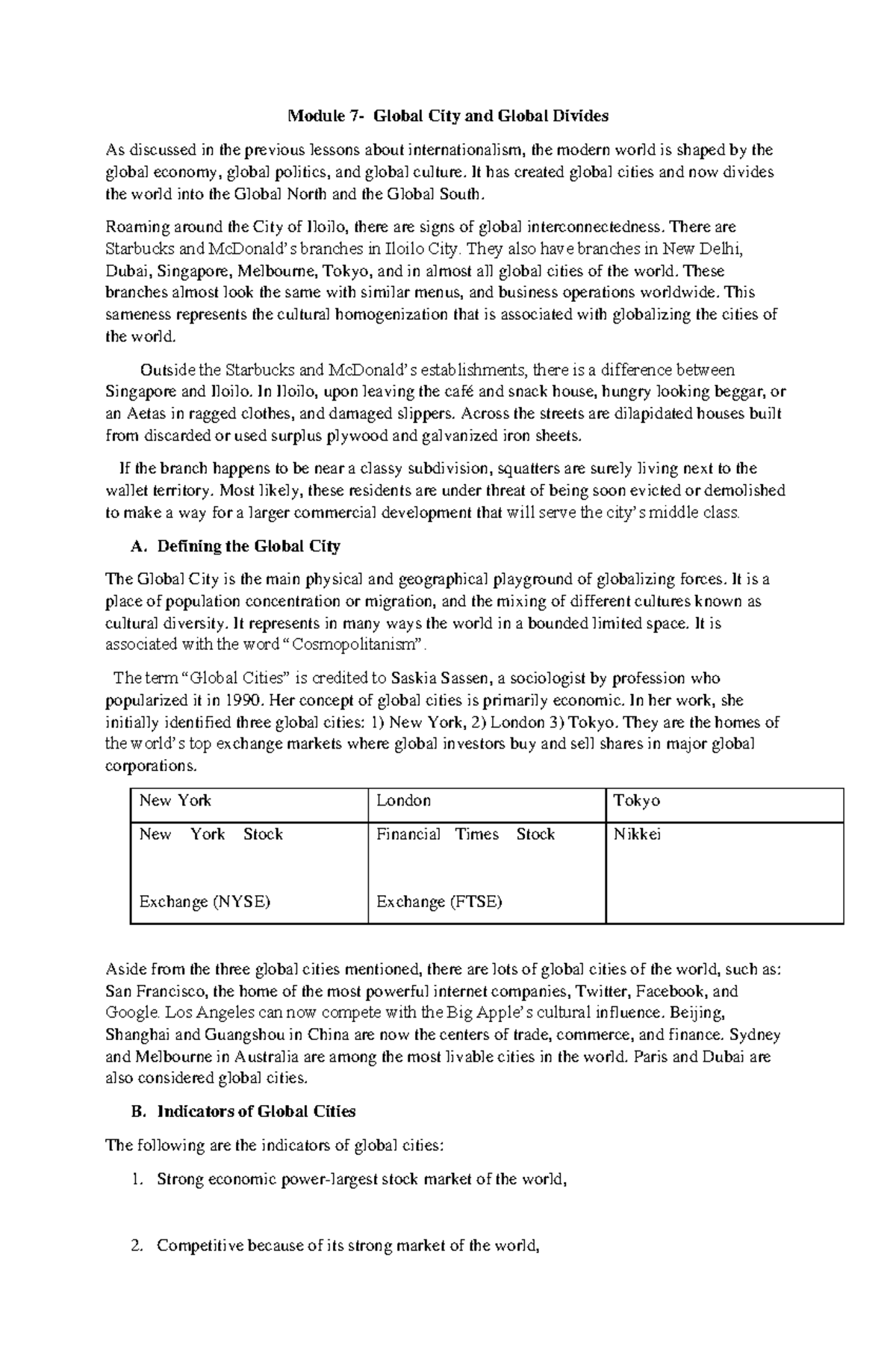 Module+7-+Global+City+and+Global+Divides - Module 7- Global City and ...
