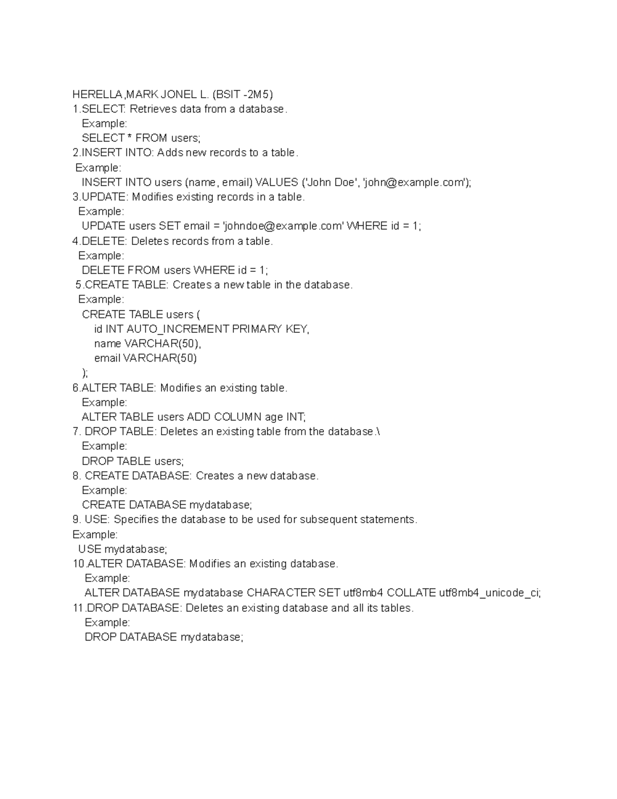 SQL - Assignment - HERELLA,MARK JONEL L. (BSIT -2M5) 1: Retrieves data ...