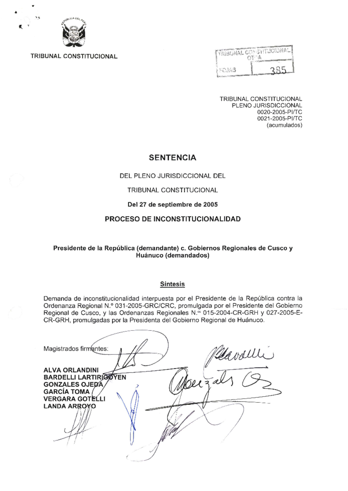 Lectura hoja de coca apuntes TRIBUNAL CONSTITUCIONAL SENTENCIA