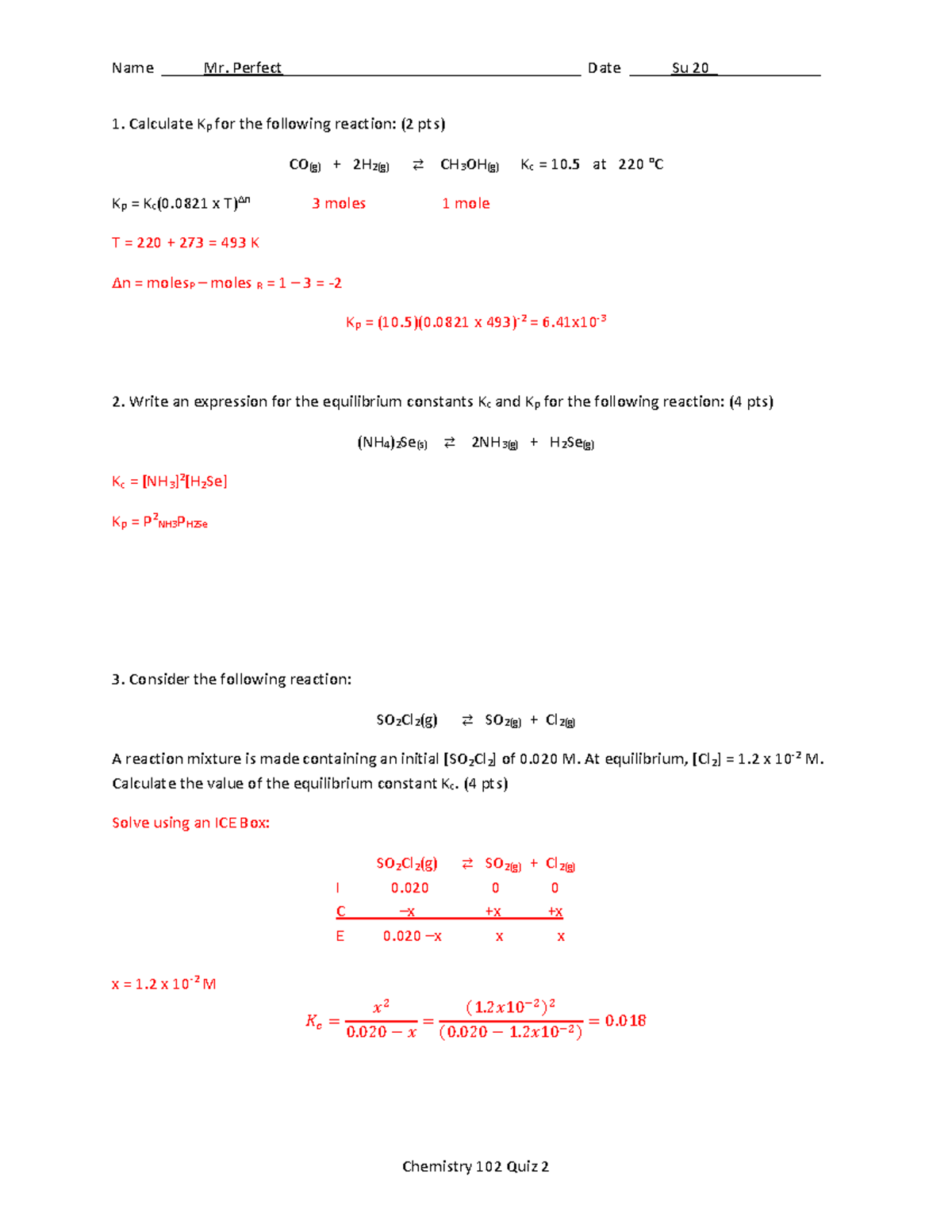 102Q2Su20sol - for chem - Name Mr. Perfect ...