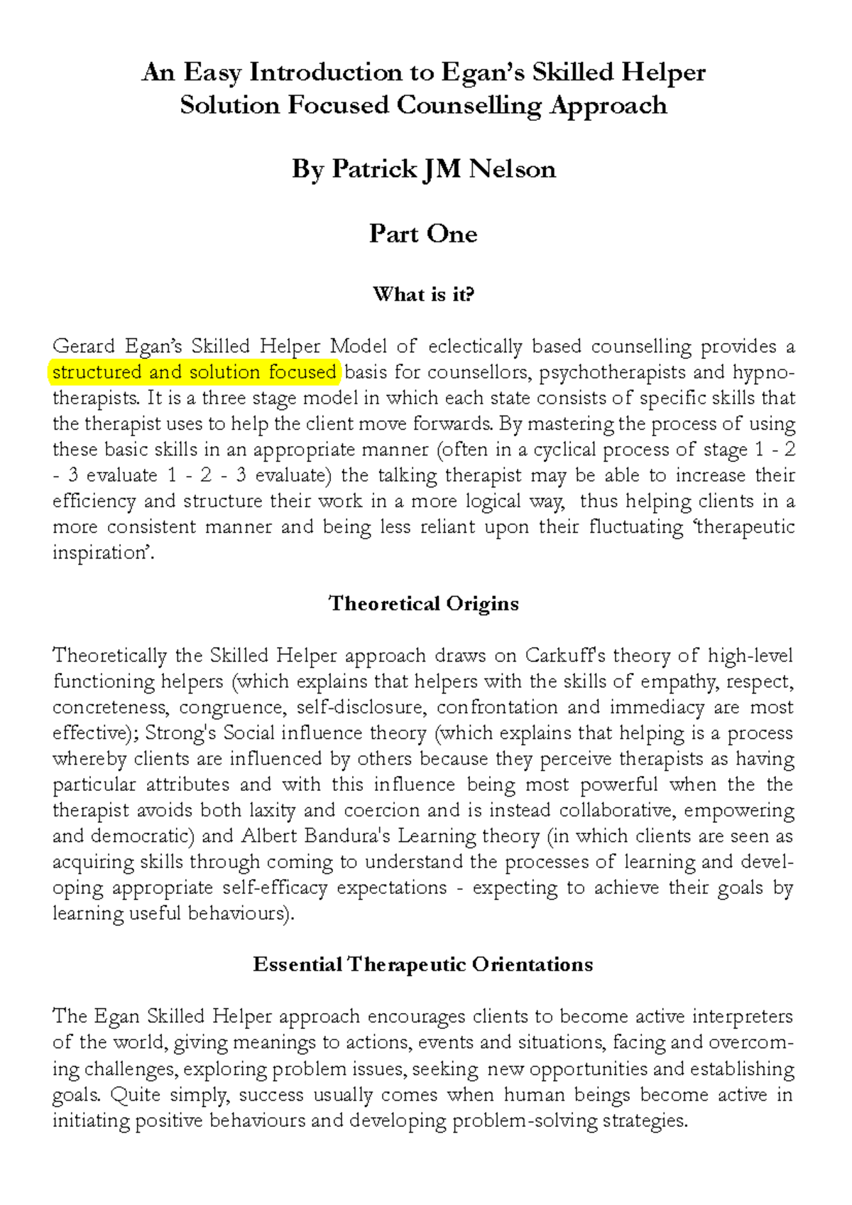 Egan's 3 stage Model-1 - An Easy Introduction to Egan’s Skilled Helper ...