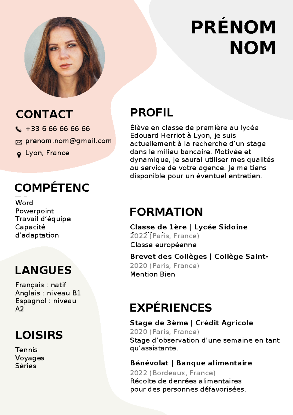 77 Modele Cv Lyceen CV ETUDIANT AZURIUS Modeles de cv com l ve 