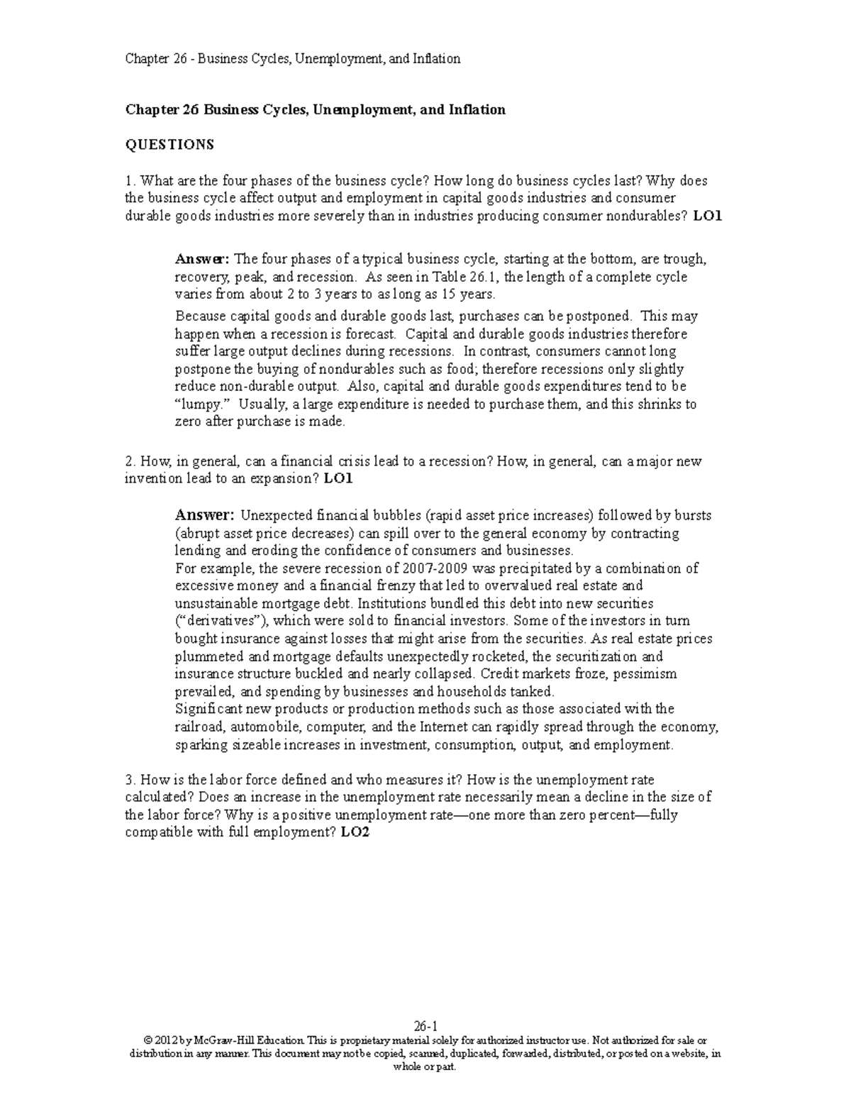 Chap026 - ... - Chapter 26 Business Cycles, Unemployment, and Inflation ...