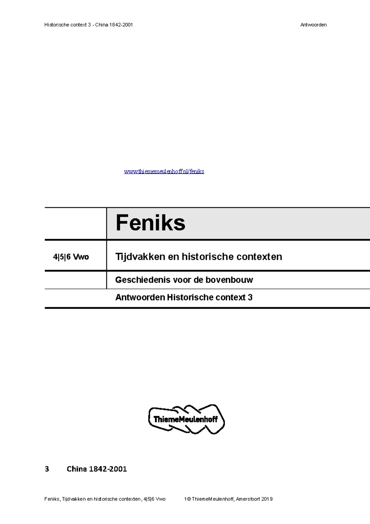 Feniks E3 V HC-China Antwoorden - Thiememeulenhoff/feniks Feniks 4|5|6 ...