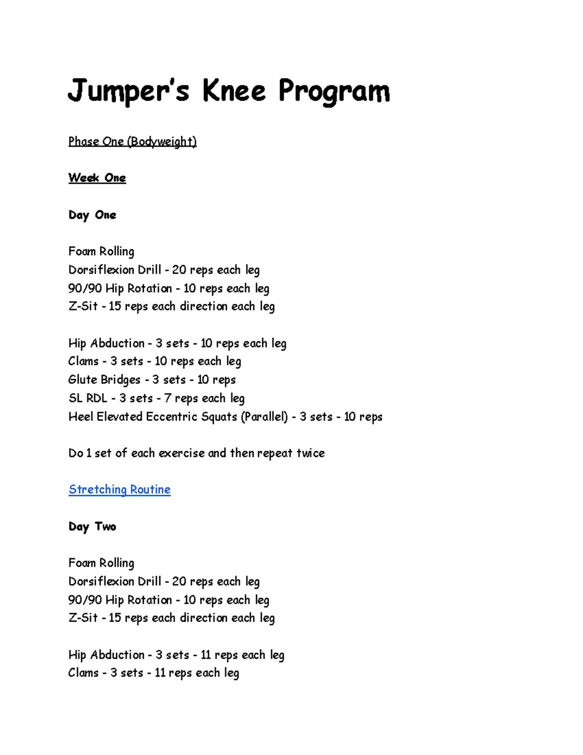 Copy of Jumper's Knee Program - Jumper’s Knee Program Phase One ...