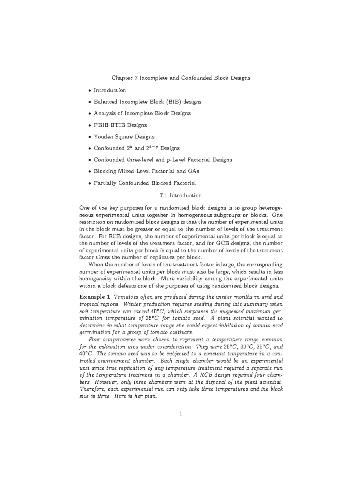 Chapter 7Incomplete And Confounded Block Designs - Chapter 7 Incomplete ...
