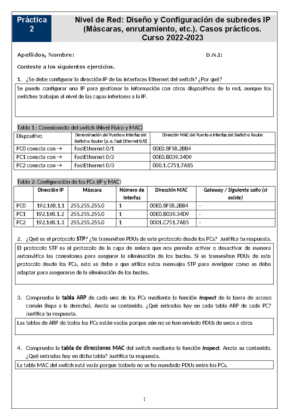 Entregable AR Pract 2 2223 - Práctica 2 Nivel de Red: Diseño y ...