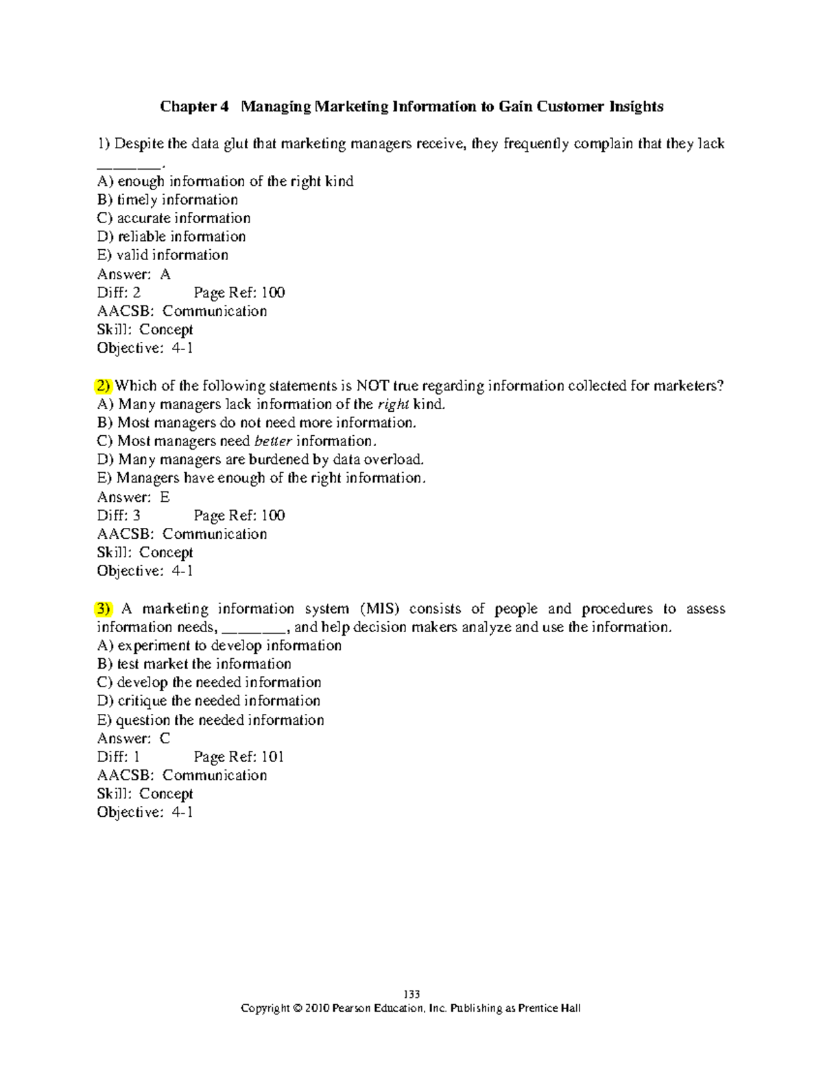 Chapter 4 Managing Marketing Information - 133 Chapter 4 Managing ...