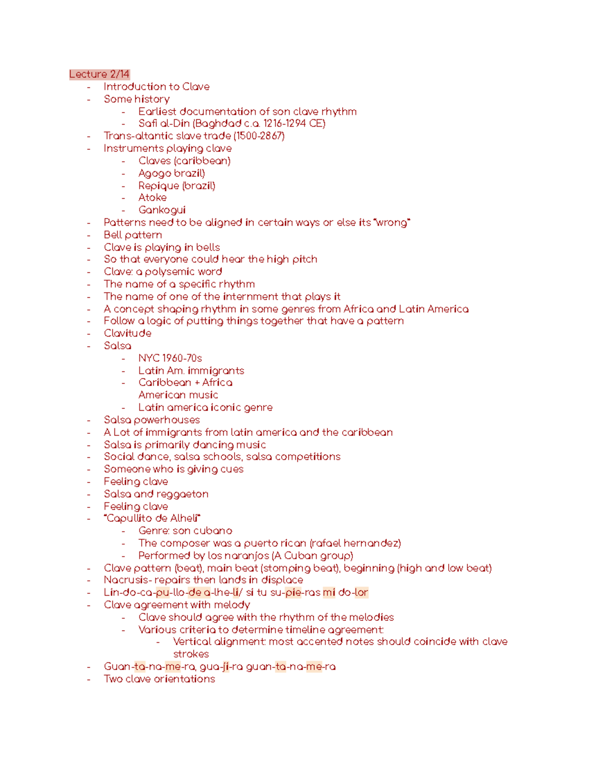 MUS 2 14 History of music Lecture 2/ Introduction to Clave Some