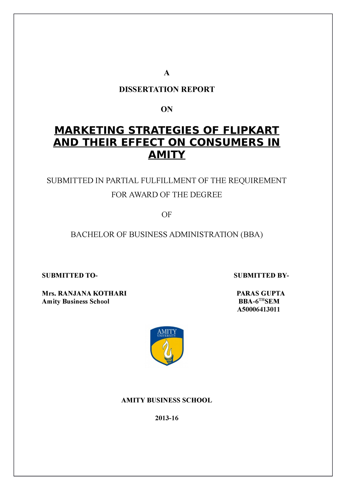 dissertation report on marketing strategy