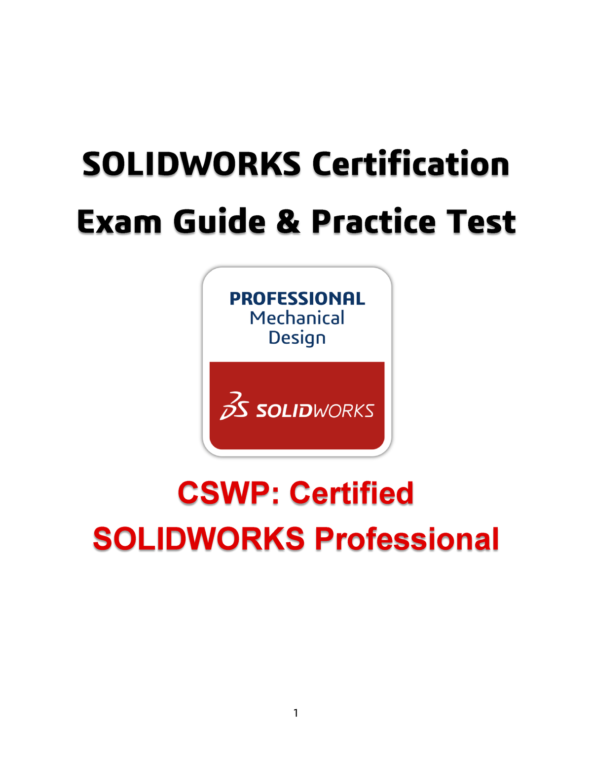 Cswpsample Exam - Lecture Notes 1 - SOLIDWORKS Certification Exam Guide ...